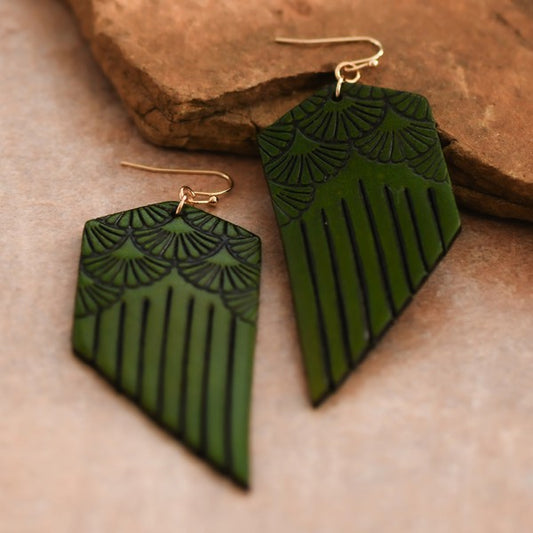 Emerald Dream Leather Earrings