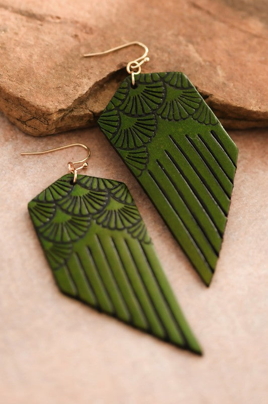 Emerald Dream Leather Earrings