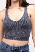 Load image into Gallery viewer, DS-Washed Ribbed Cropped V-Neck Tank Top
