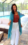 Load image into Gallery viewer, Splash of Sequins Teal Kimono
