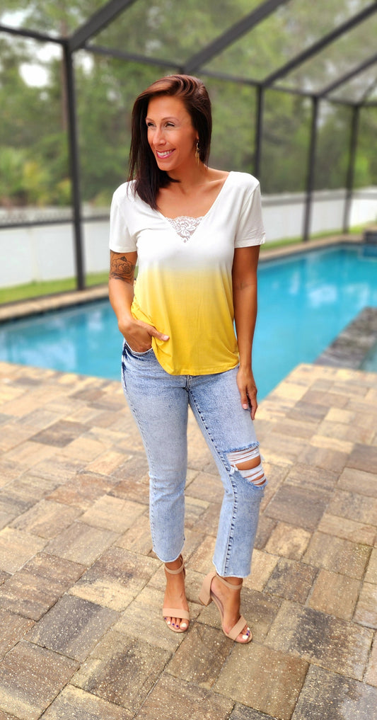 Lemon Drop Lace Top