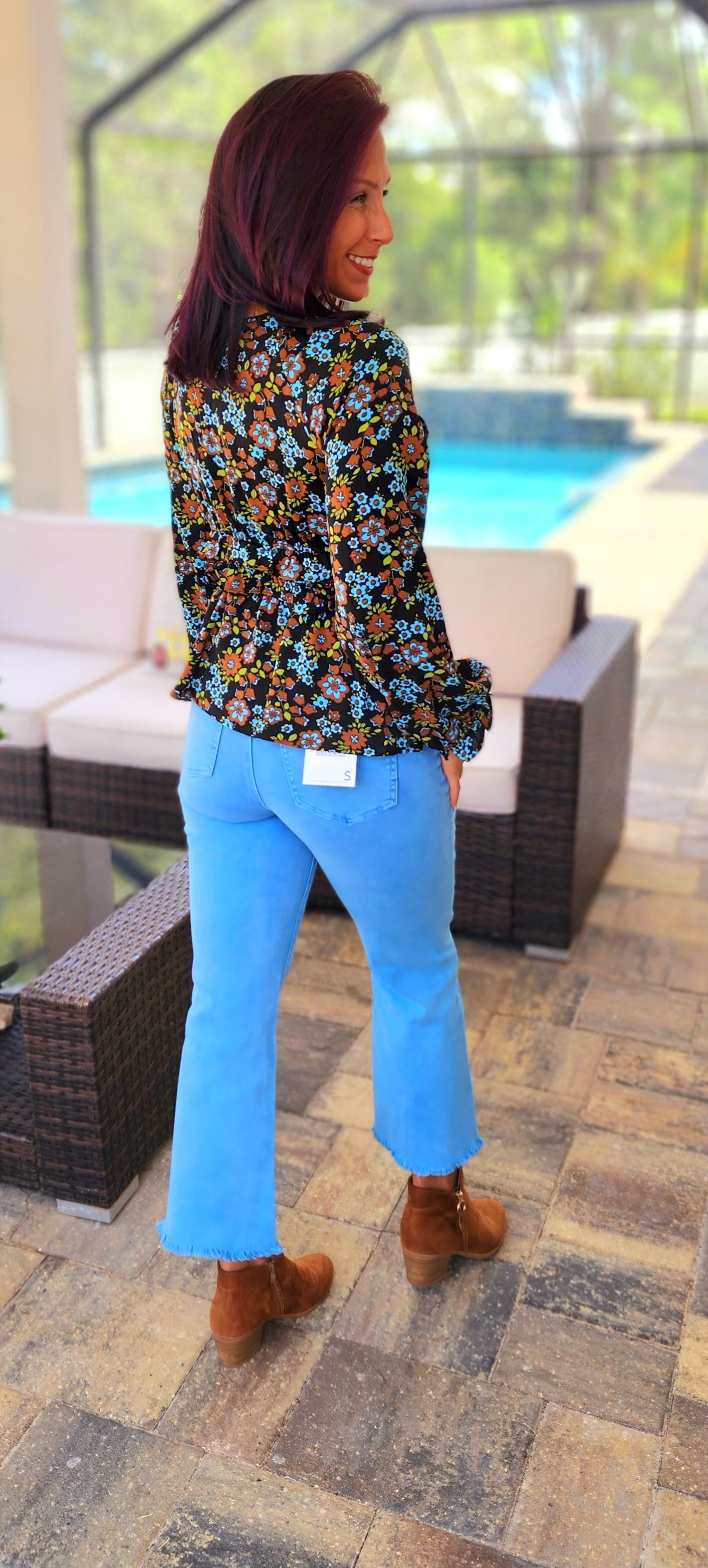 Falling For Retro Floral Blouse