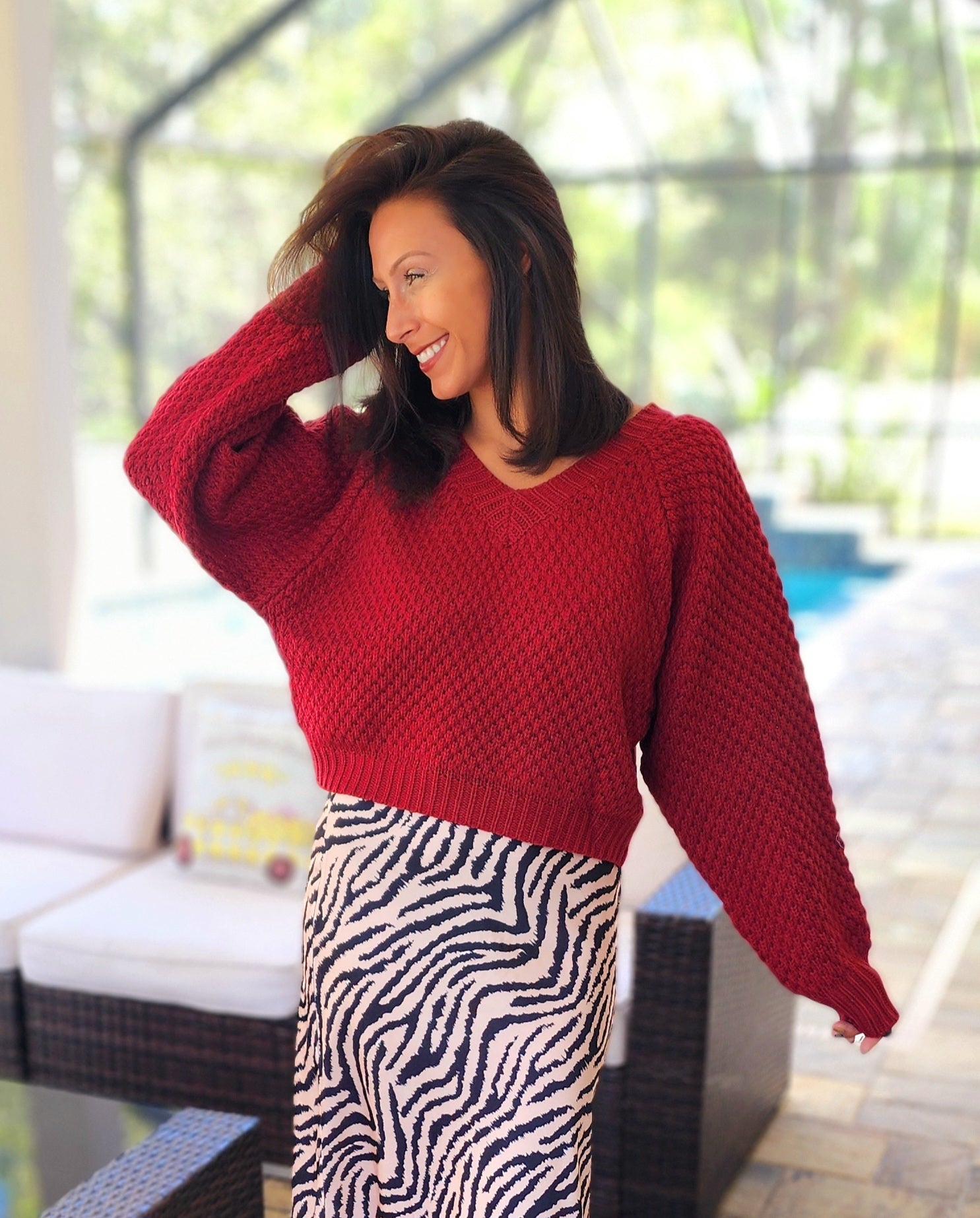 Let's Talk Red Knit Sweater