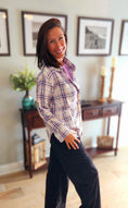 Load image into Gallery viewer, Lily's Lilac Plaid Button Up
