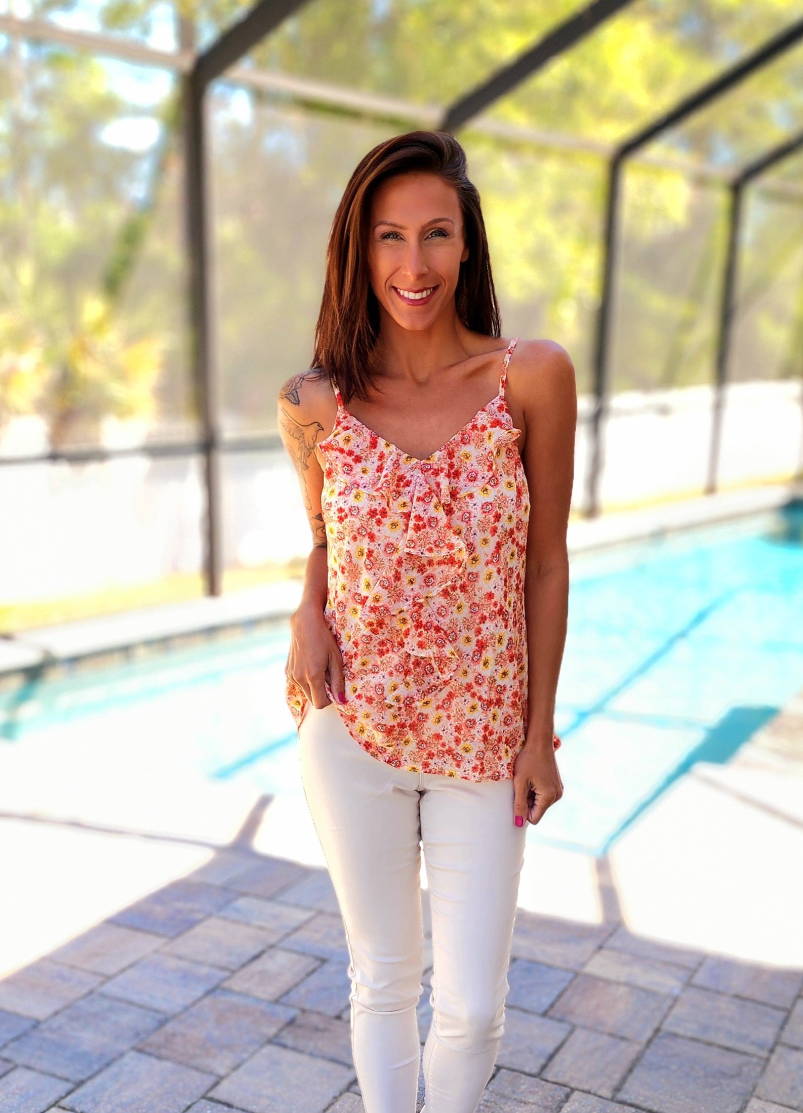 Sunset Floral Ruffle Top