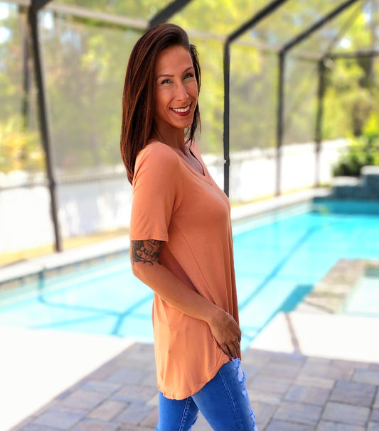 Butter Orange V-Neck Tee