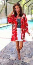 Load image into Gallery viewer, Live N Grace Red Floral Kimono
