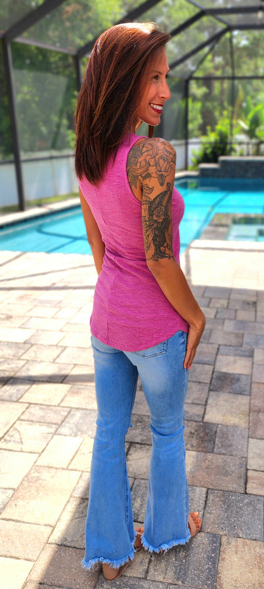 Magenta Heathered Tank