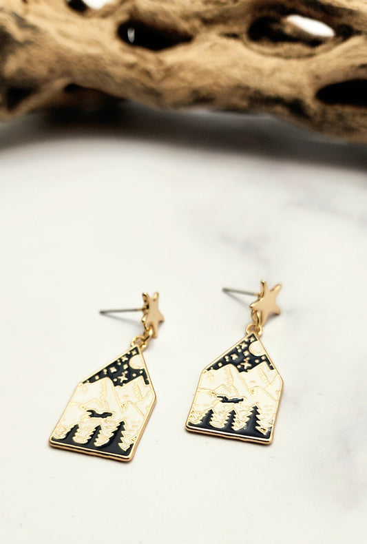 Night Walks Enamel Earring