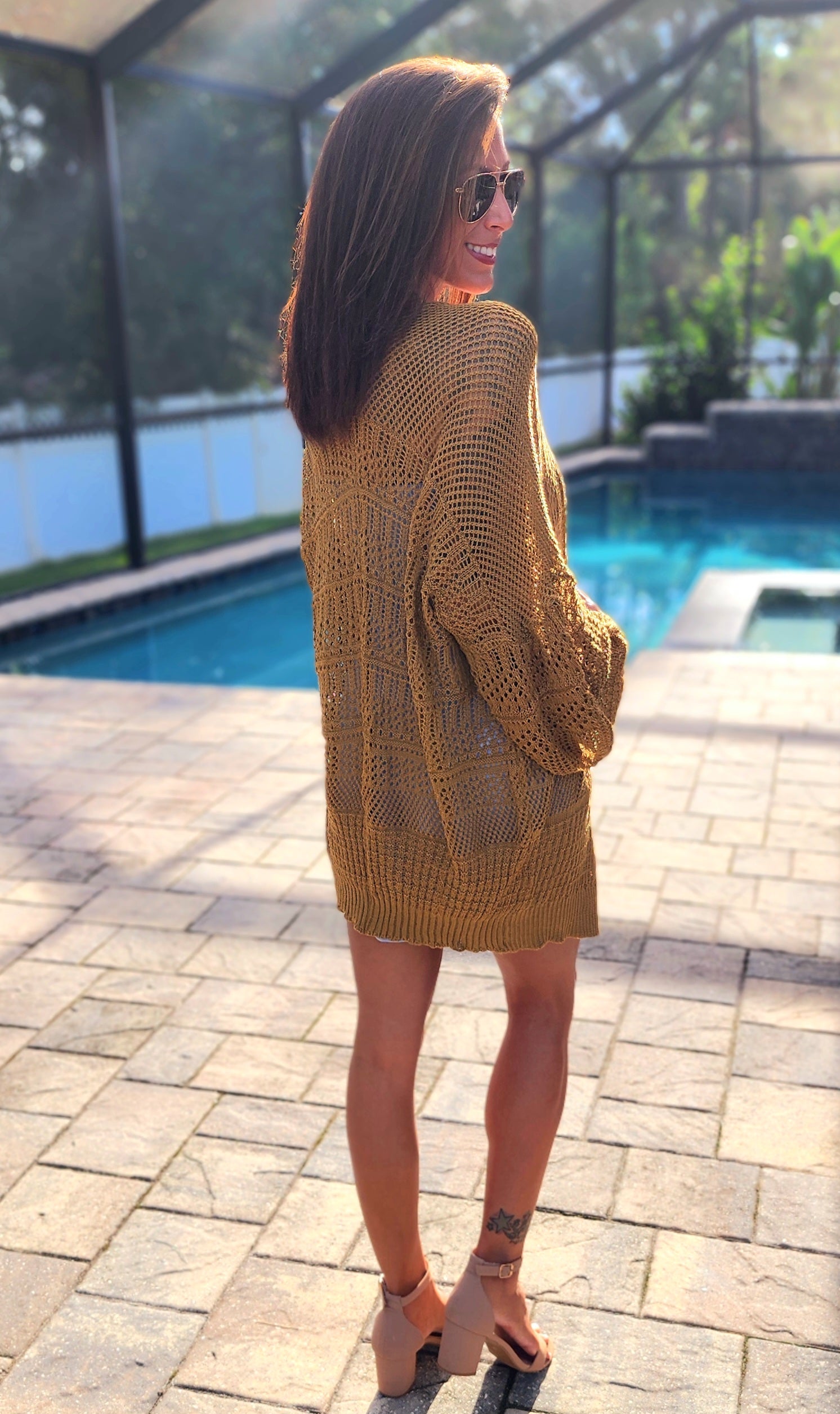 DS-Sierra Knit Netted Cardigan