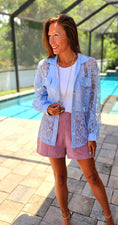 Load image into Gallery viewer, DS- Stick Together Lace Button Up in Light Blue
