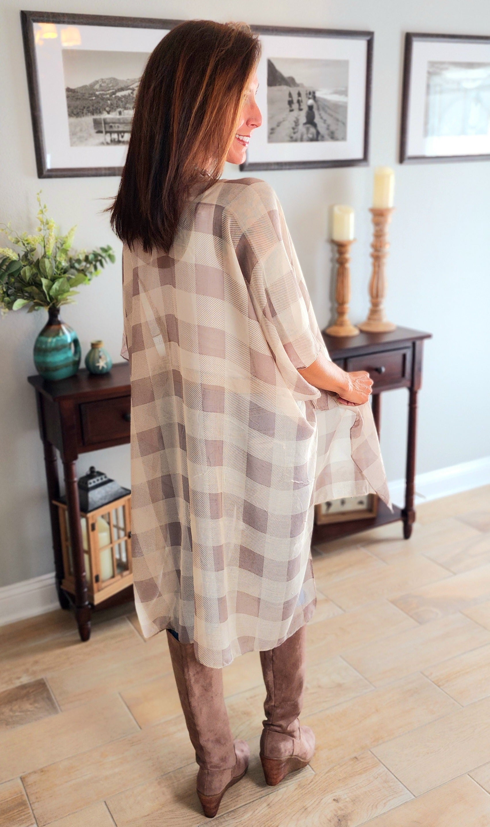 DS-Lightweight Buffalo Check Kimono