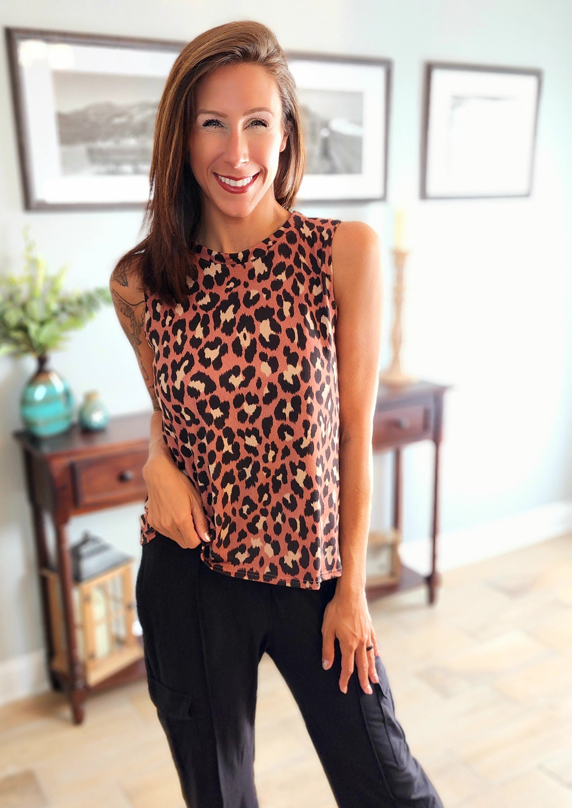 Mauve Cheetah Sleeveless Top