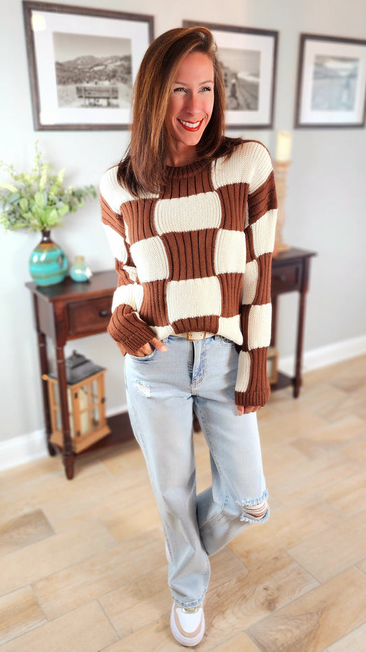 Chocolate Check Sweater