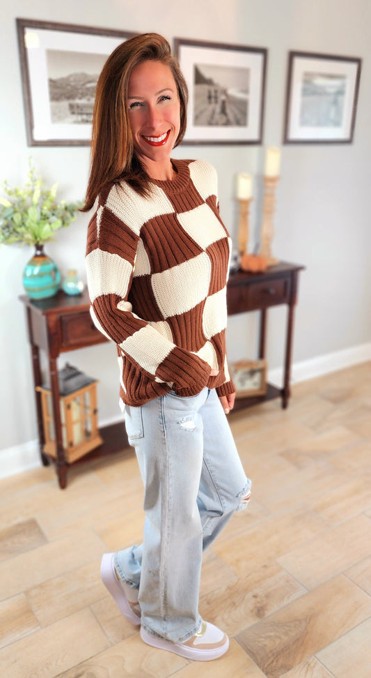 Chocolate Check Sweater