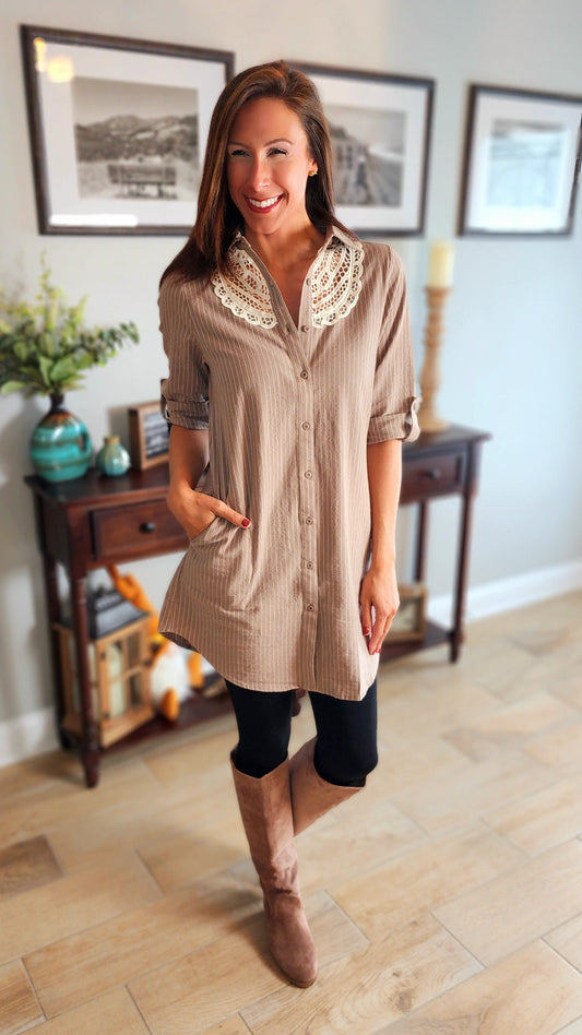 Pinstripe Lace Tunic