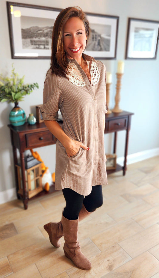 Pinstripe Lace Tunic