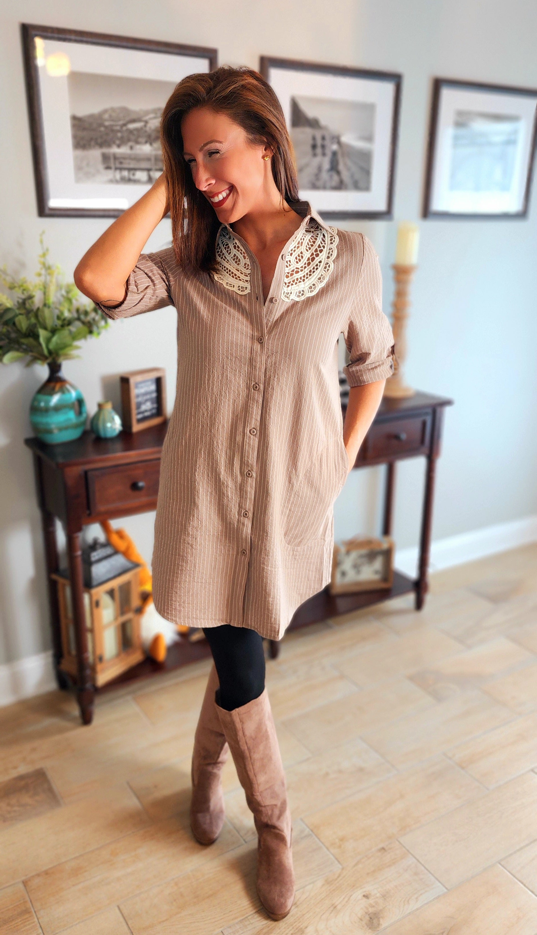 Pinstripe Lace Tunic