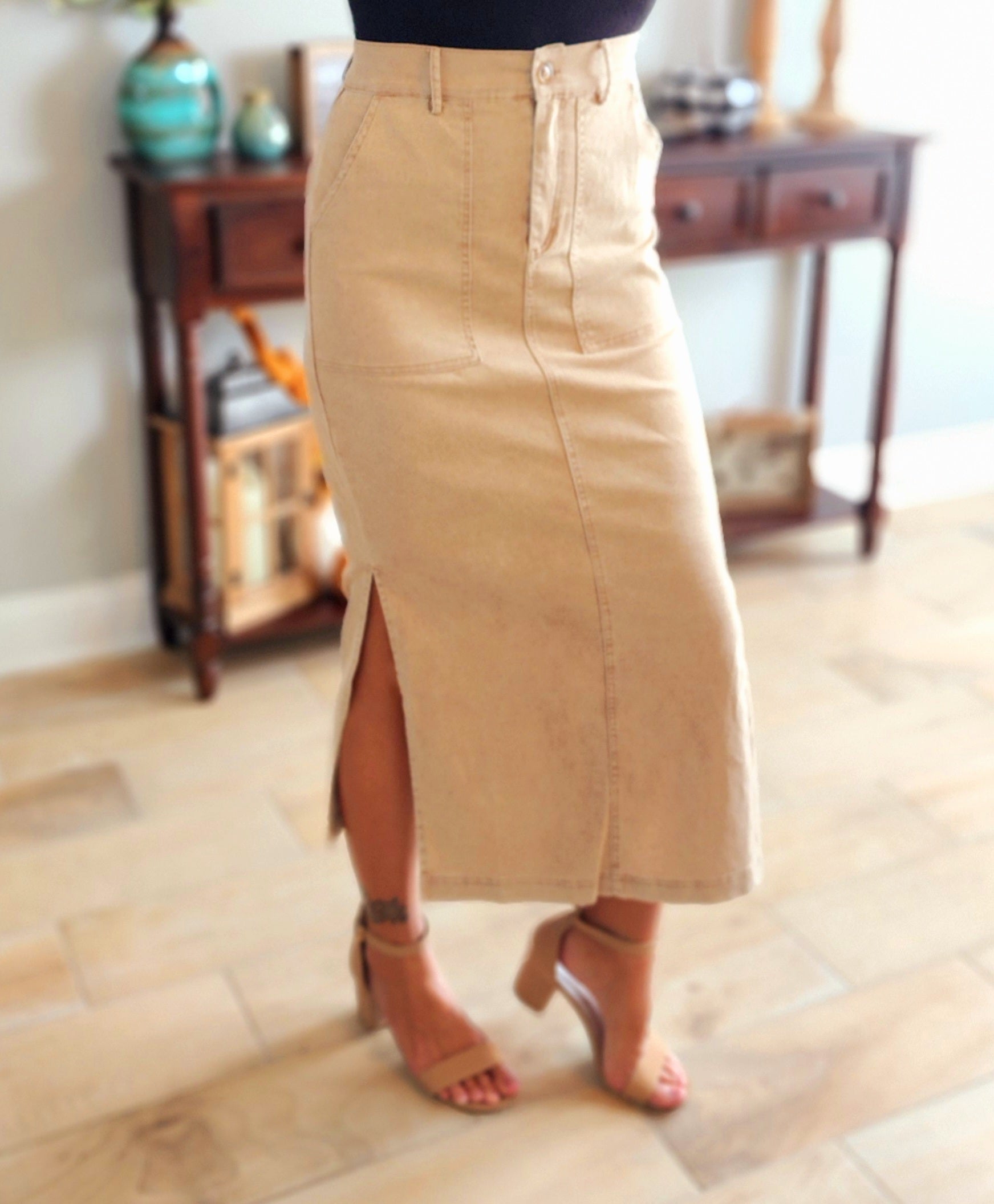 Vanilla Monkey Midi Skirt