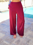 Load image into Gallery viewer, Nikki Burgundy Satin Wide Leg Pants
