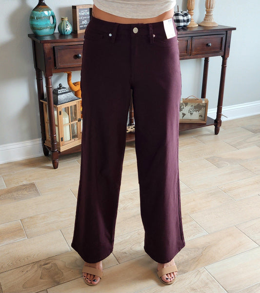 Dark Plum YMI Hyper stretch Wide Leg Denim