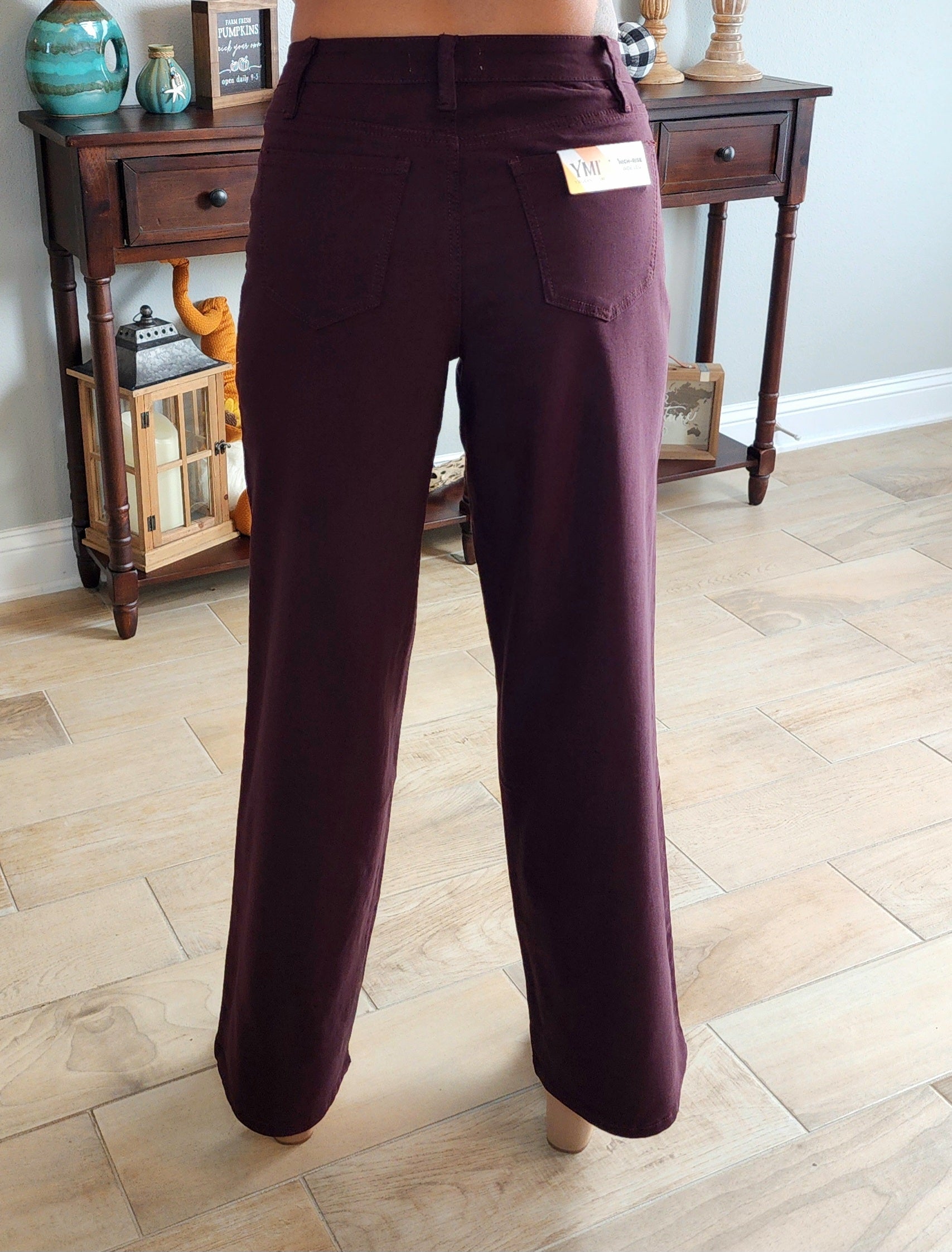 Dark Plum YMI Hyper stretch Wide Leg Denim