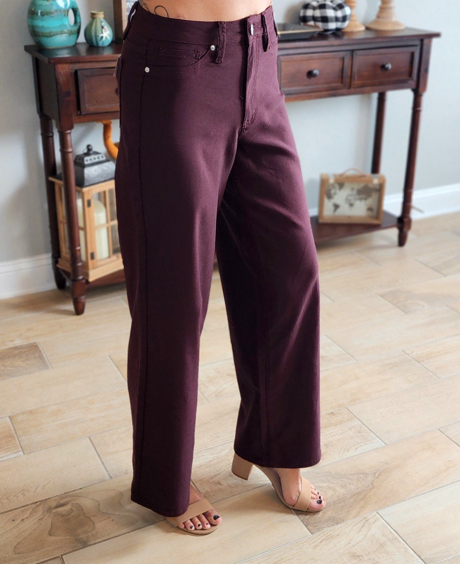 Dark Plum YMI Hyper stretch Wide Leg Denim