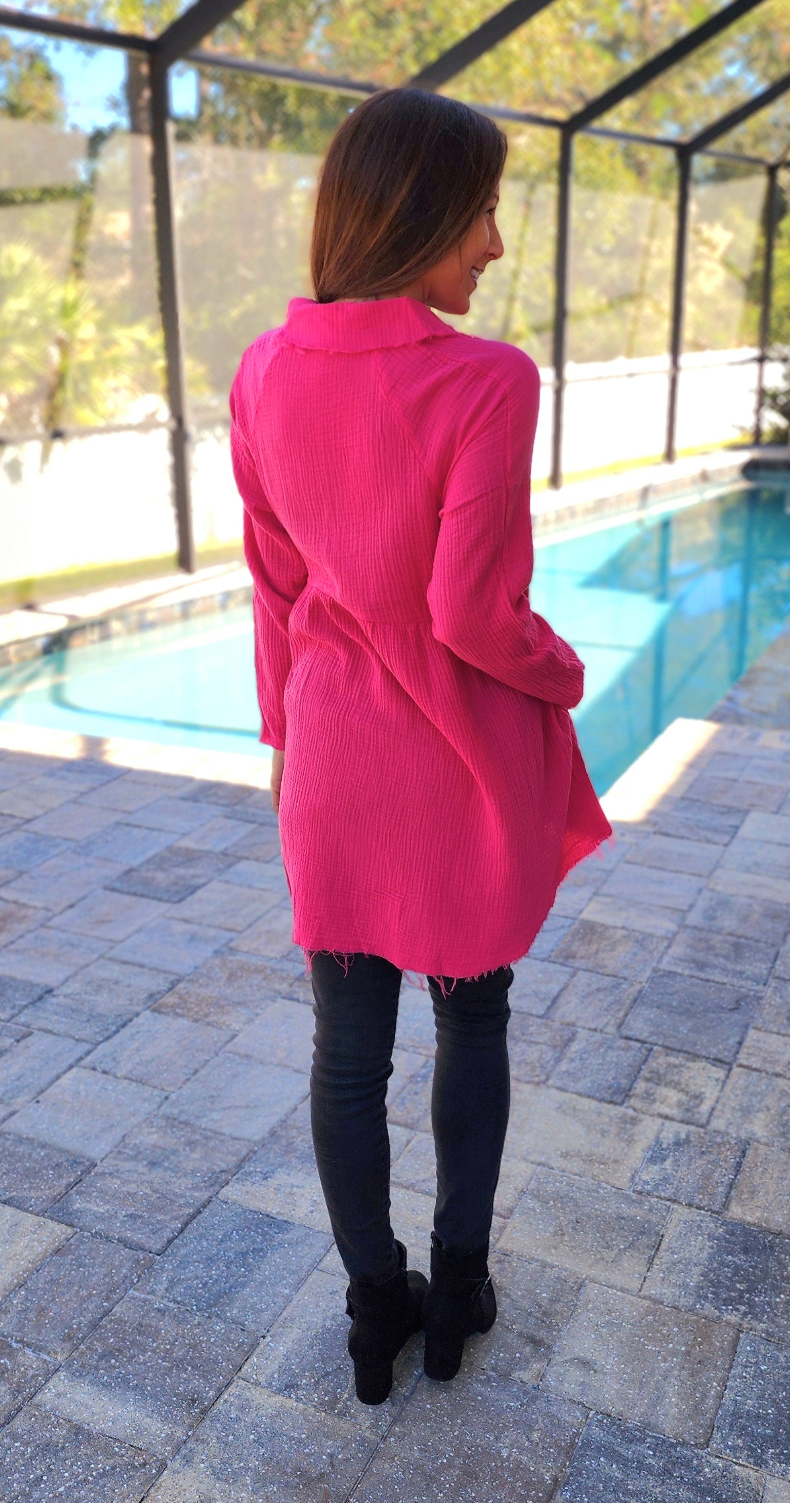 Haute Pink Gauze Tunic Top