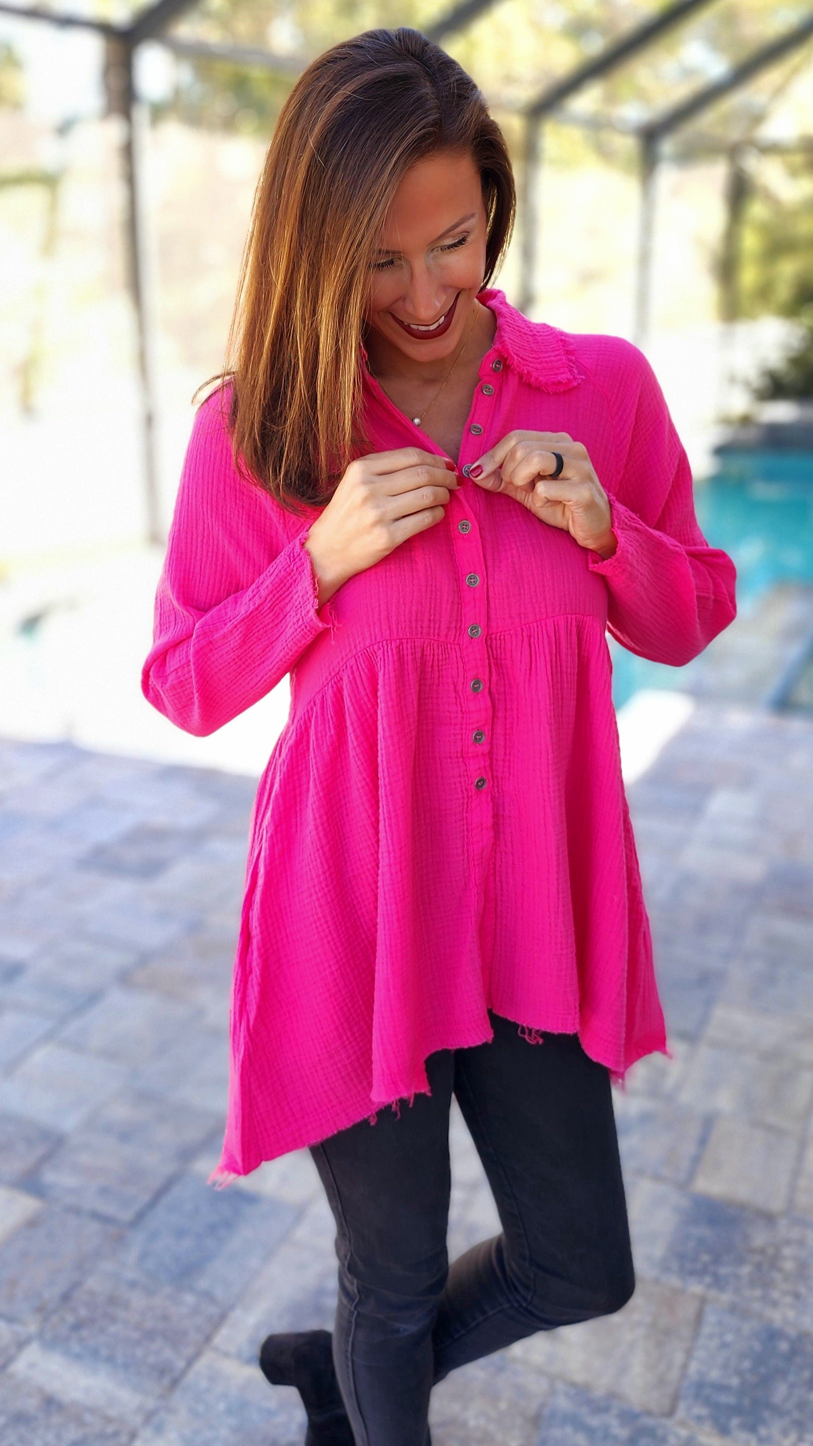 Haute Pink Gauze Tunic Top