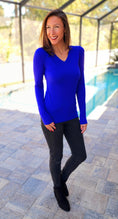 Load image into Gallery viewer, Cobalt Blue Butter Soft V Neck TOp
