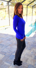 Load image into Gallery viewer, Cobalt Blue Butter Soft V Neck TOp
