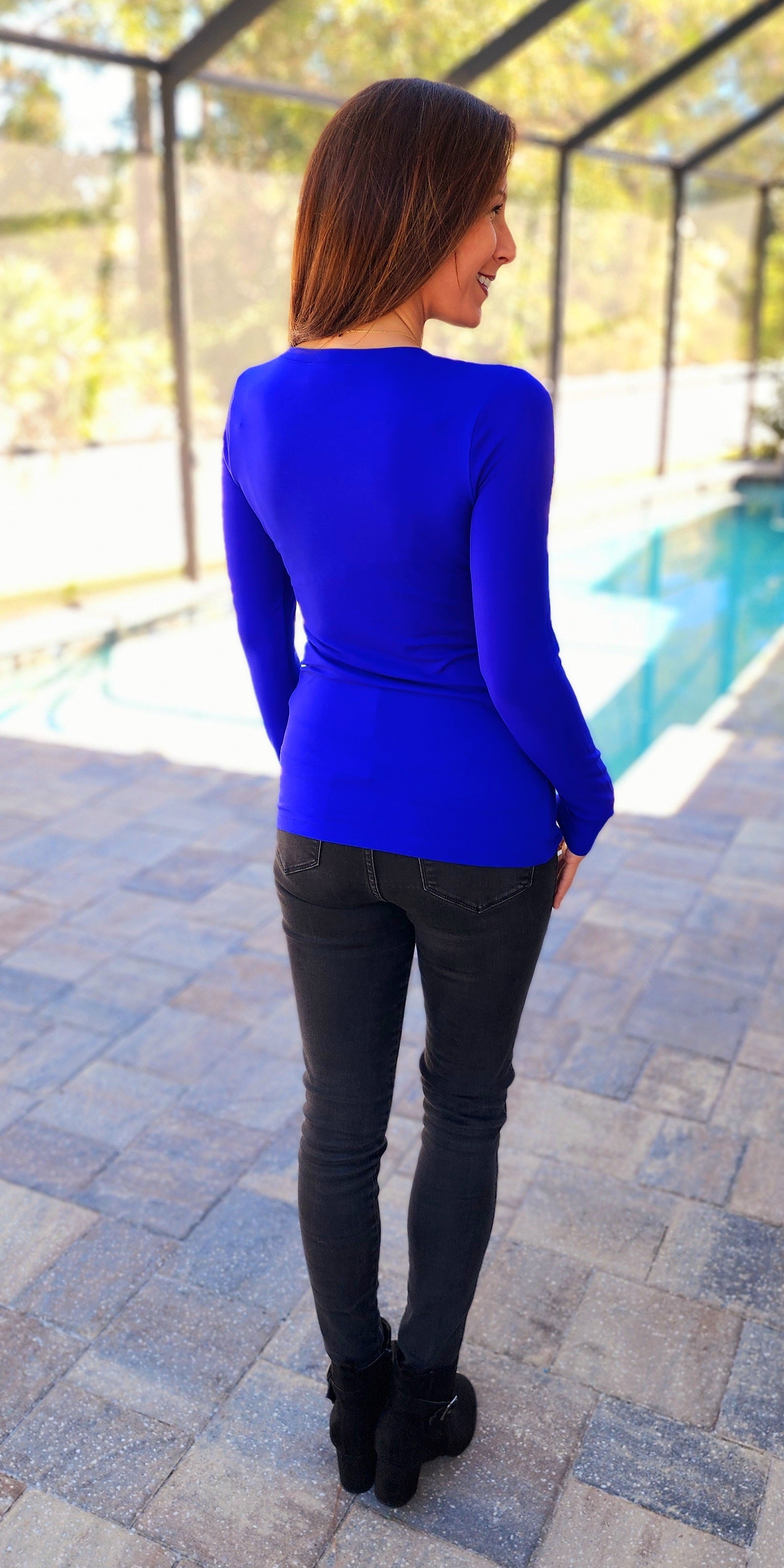 Cobalt Blue Butter Soft V Neck TOp