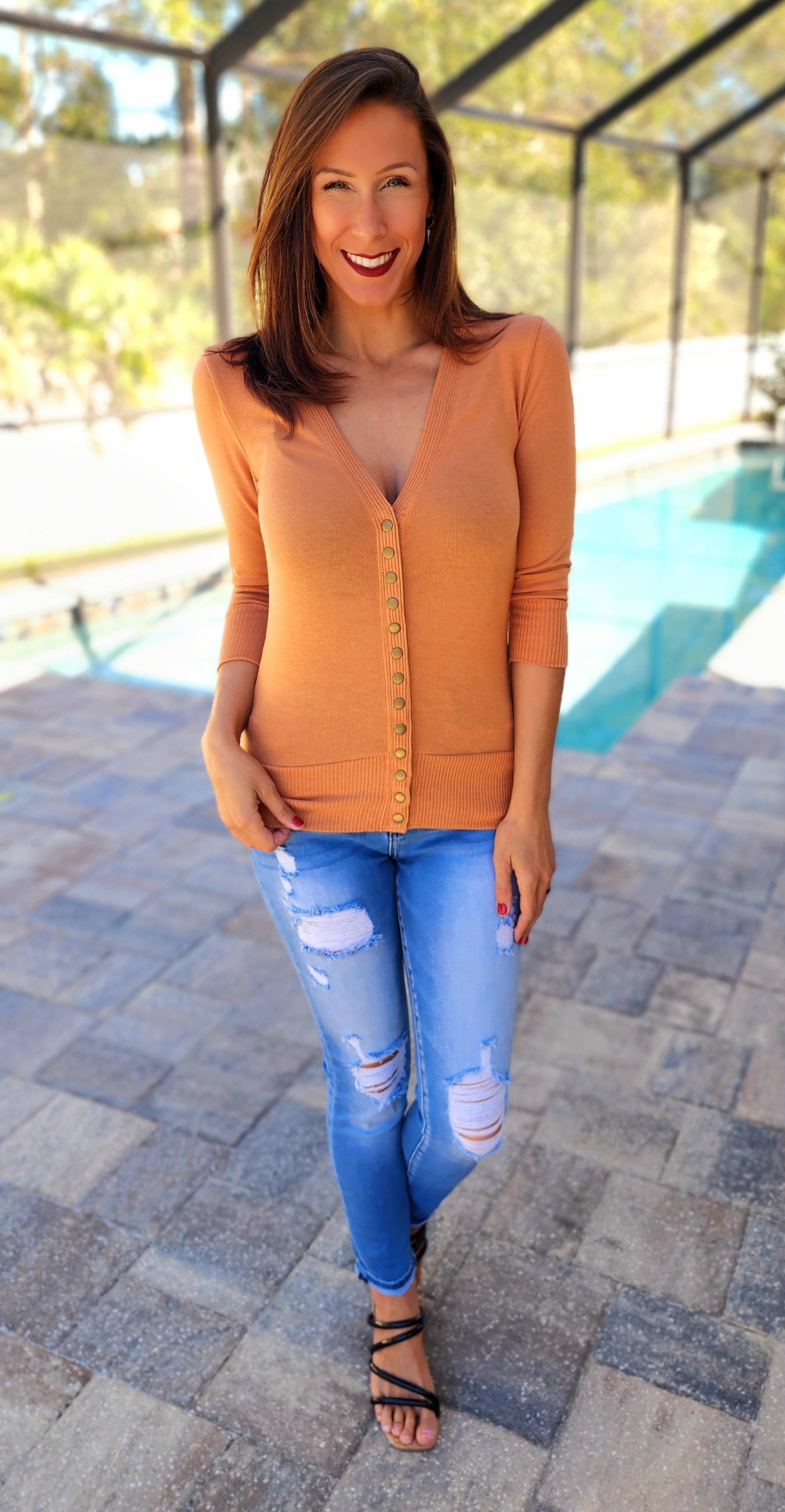 Butter Orange Snap Cardigan