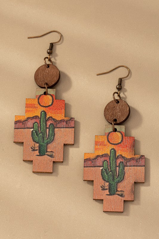 Cactus Wood Earrings