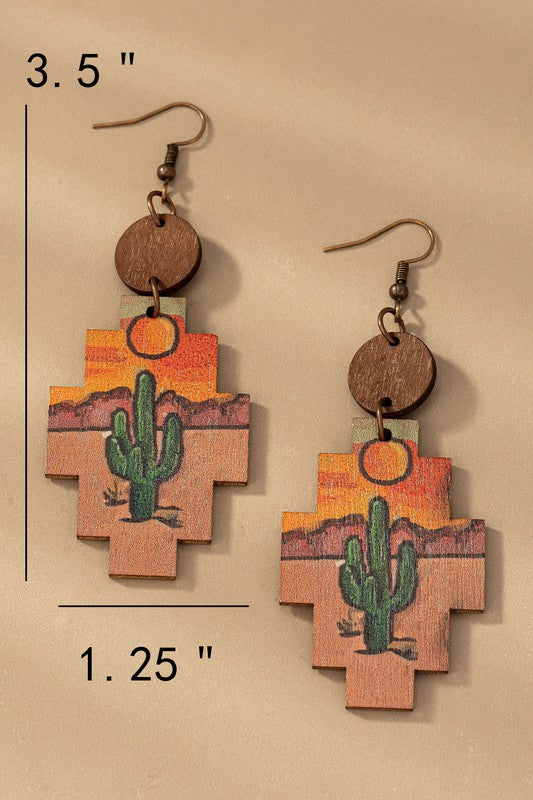 Cactus Wood Earrings