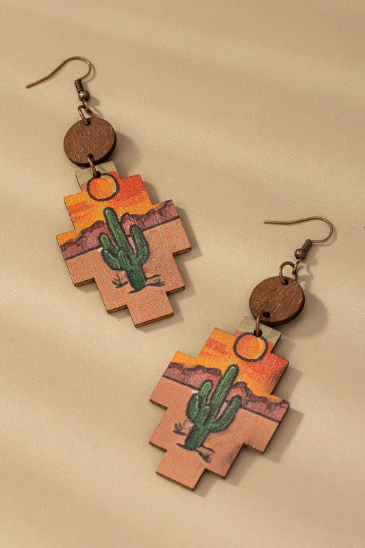 Cactus Wood Earrings