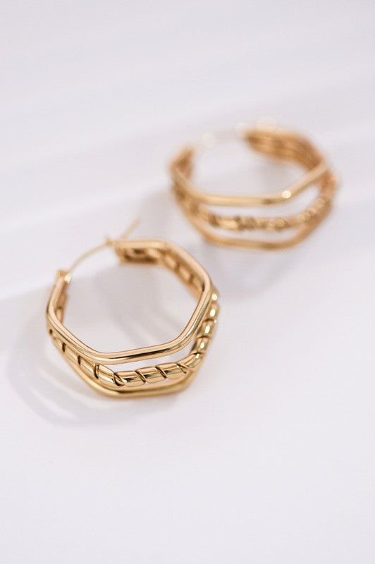 18K Gold Dipped Triple Hoop Earrings