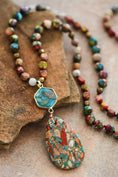 Load image into Gallery viewer, Earth Sun Moon Semi Precious Stone Necklace
