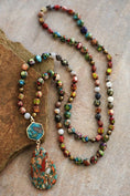 Load image into Gallery viewer, Earth Sun Moon Semi Precious Stone Necklace
