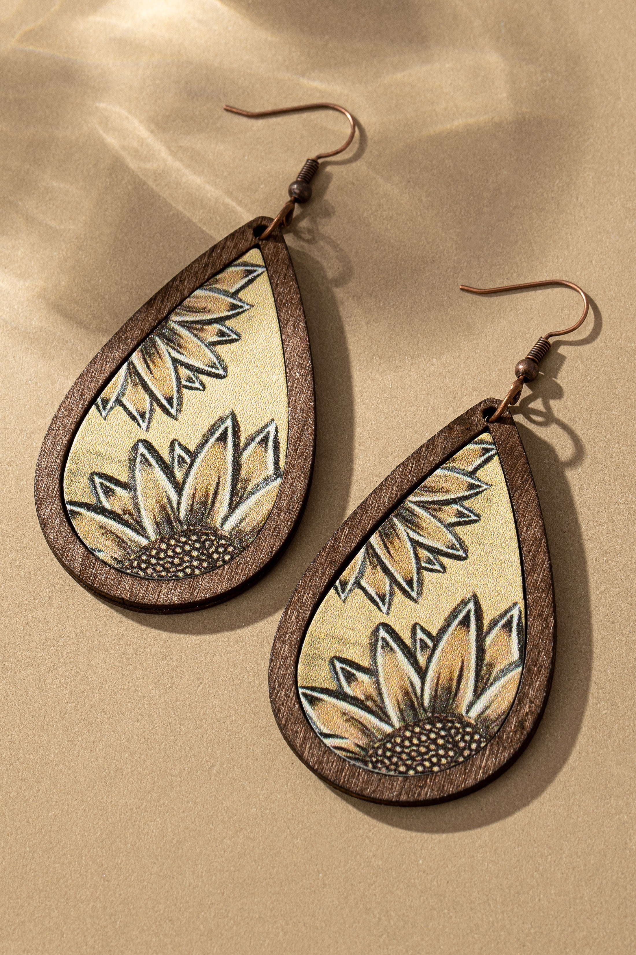 Sunflower Wooden Earrings