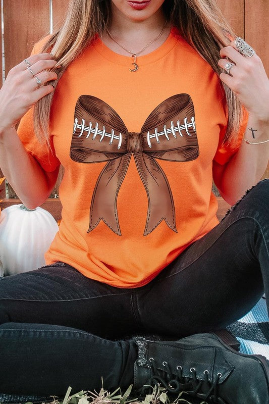 DS- Football Bow Graphic T Shirts