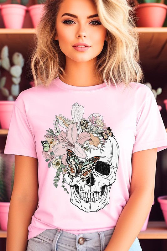 DS-Floral Skull Graphic Tee