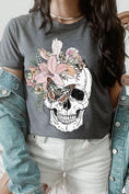 Load image into Gallery viewer, DS-Floral Skull Graphic Tee
