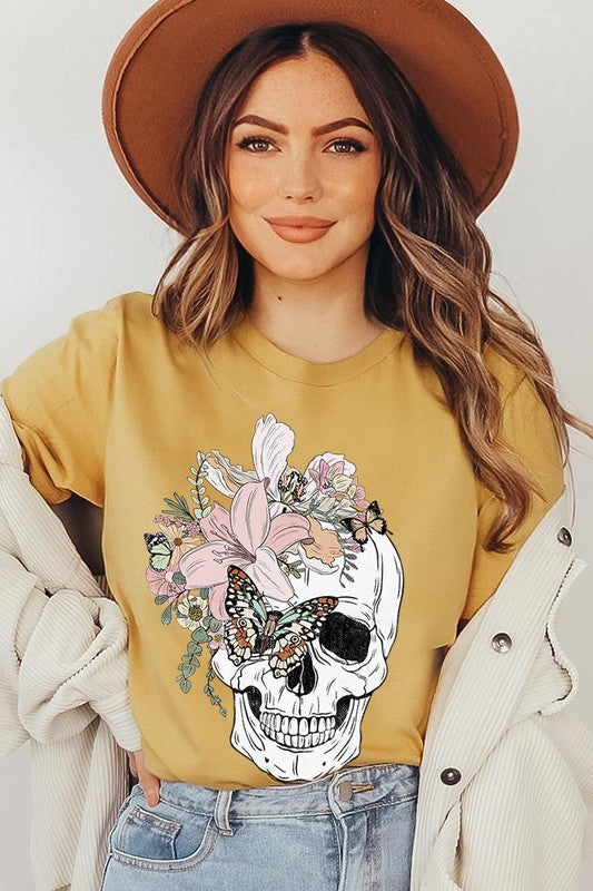 DS-Floral Skull Graphic Tee