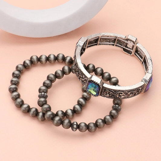 Tristan Gun Metal Stretch Bracelet