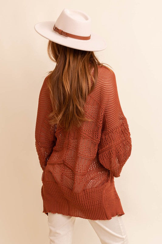 DS-Sierra Knit Netted Cardigan