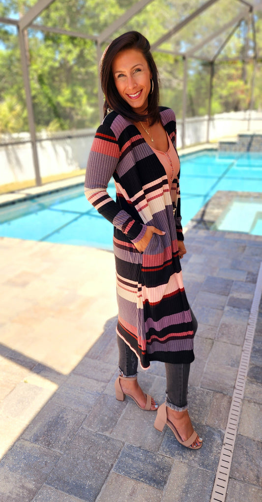 Throw & Go Stripe Cardigan