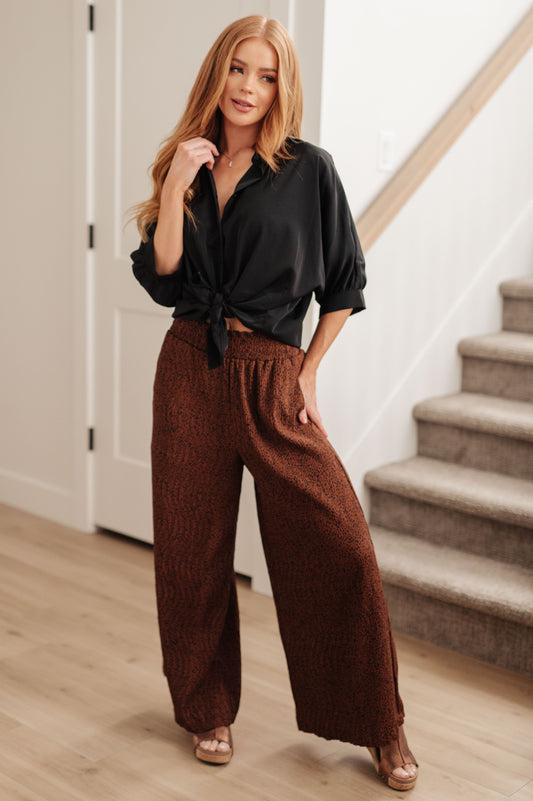 FF-Harmony High Rise Wide Leg Pants in Brown